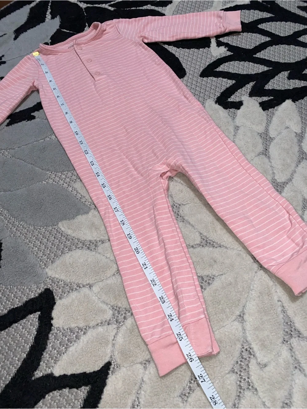 Carter’s Purely Soft Pink & White Footless One-Piece Pajama Baby 18 Months